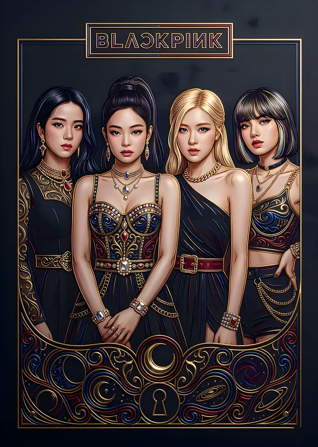 BLACKPINK - Altın Çerçeve metal tablo