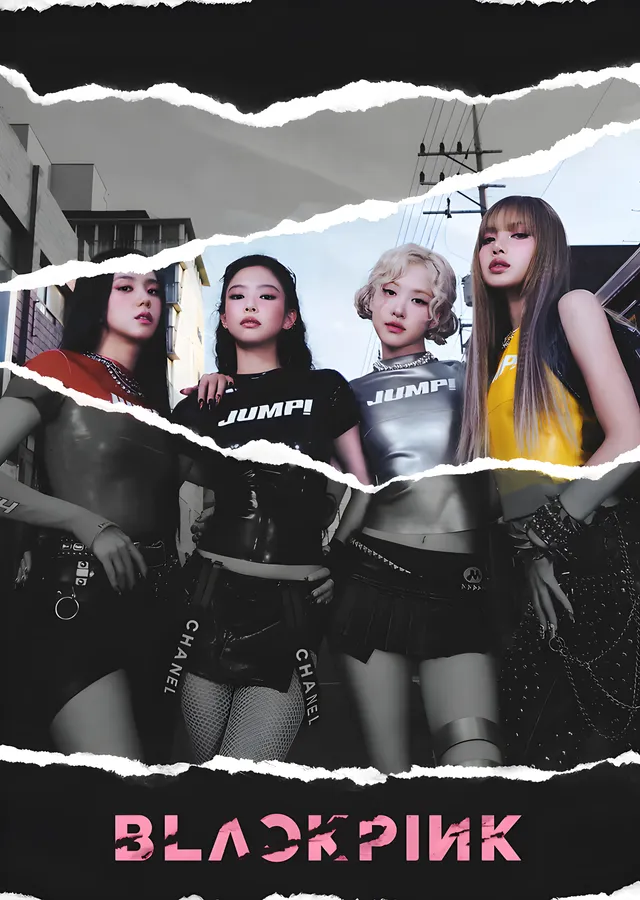 BLACKPINK - Jump Yırtık Kâğıt metal tablo