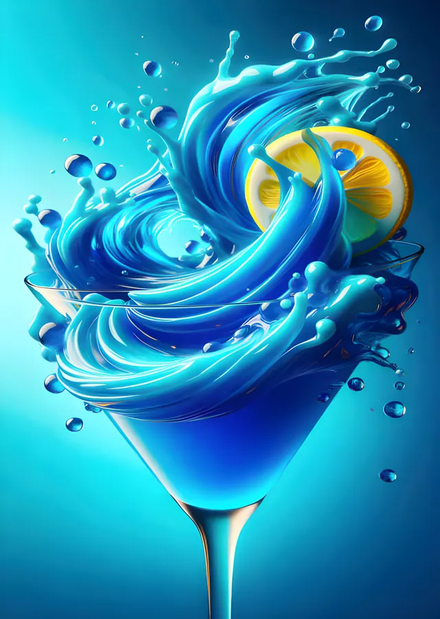 Blue Lagoon - Girdaplı Kokteyl Sıçraması metal tablo
