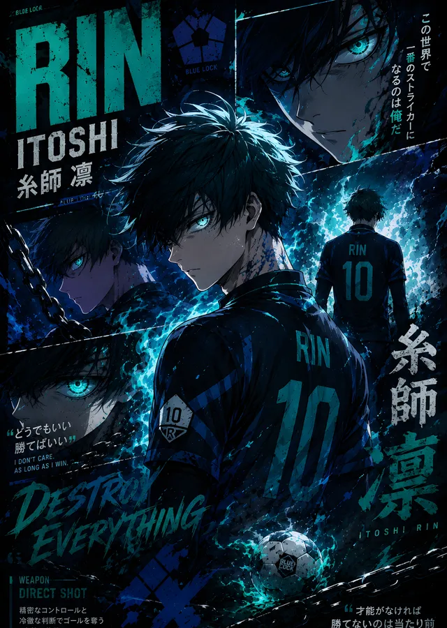 Blue Lock: Rin Itoshi Destroy Everything metal tablo