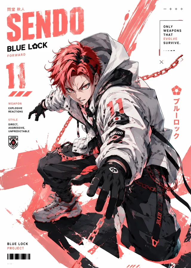 Blue Lock: Sendo Aryu Kart Afişi metal tablo