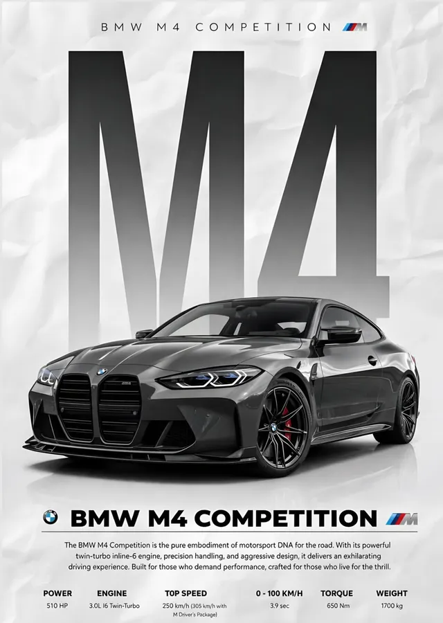 BMW M4 Competition Künye metal tablo