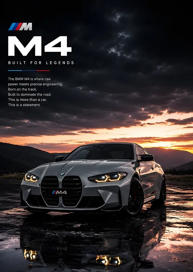 BMW M4 Gün Batımı metal tablo