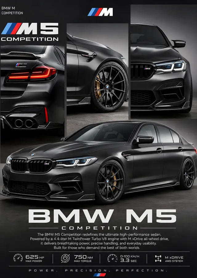 BMW M5 Competition Künye metal tablo