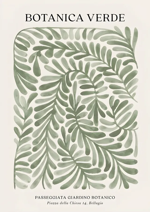 Botanica Verde: Krem Zeminde Yeşil Yapraklar metal tablo