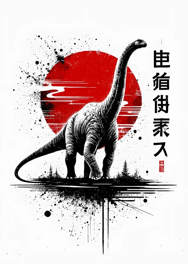 Brachiosaurus - Kızıl Güneş metal tablo