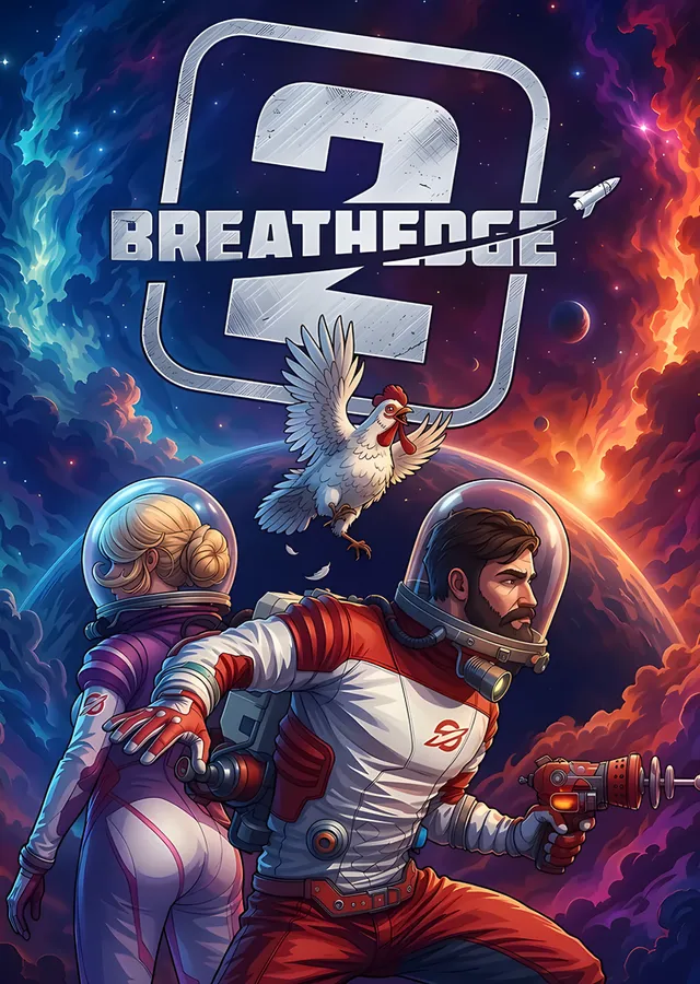 Breathedge 2: Uzayda Astronot ve Tavuk metal tablo