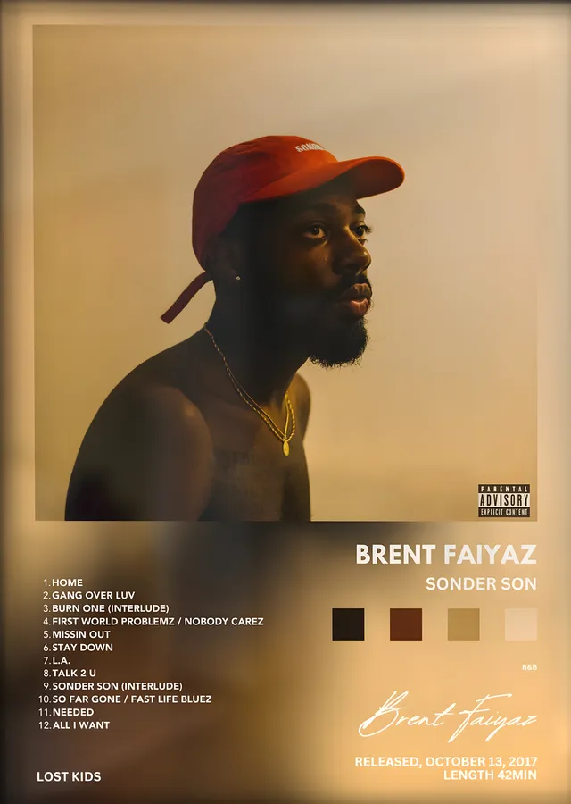 Brent Faiyaz: Sonder Son (Kırmızı Şapka) metal tablo