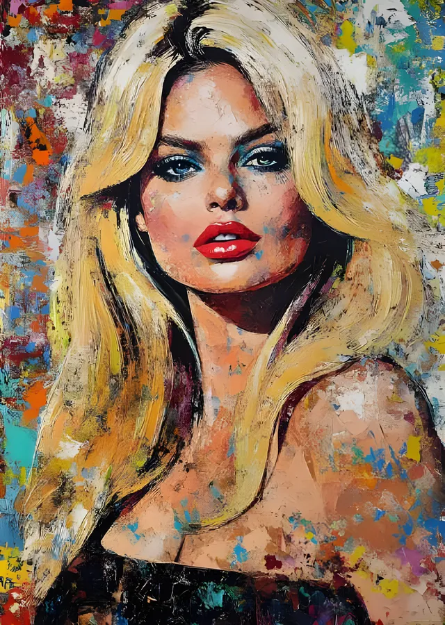 Brigitte Bardot - Renkli Spatula Portre metal tablo