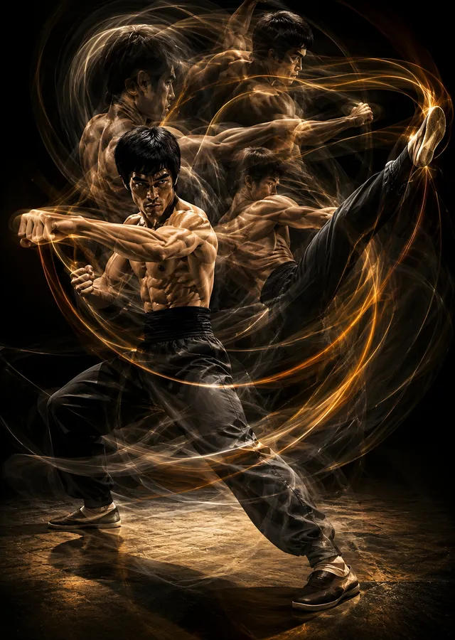 Bruce Lee - Işık İzleri metal tablo