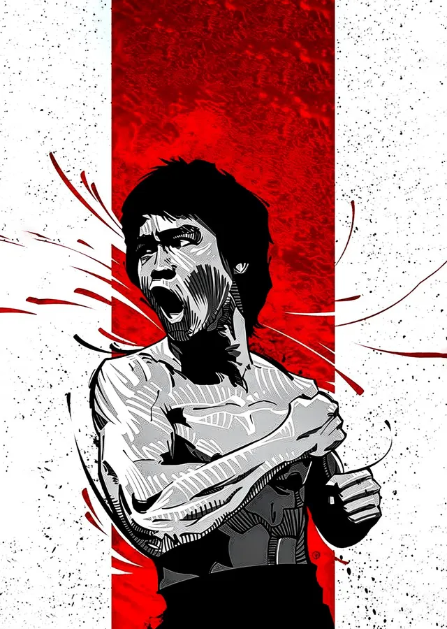 Bruce Lee - Kırmızı Şerit metal tablo
