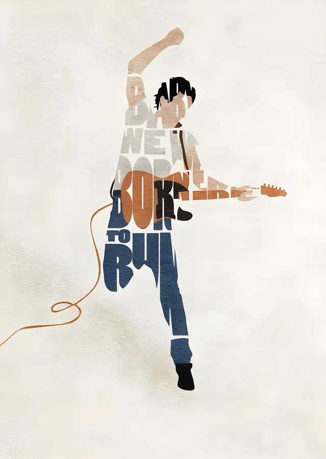 Bruce Springsteen - Born to Run: Tipografik Figür metal tablo