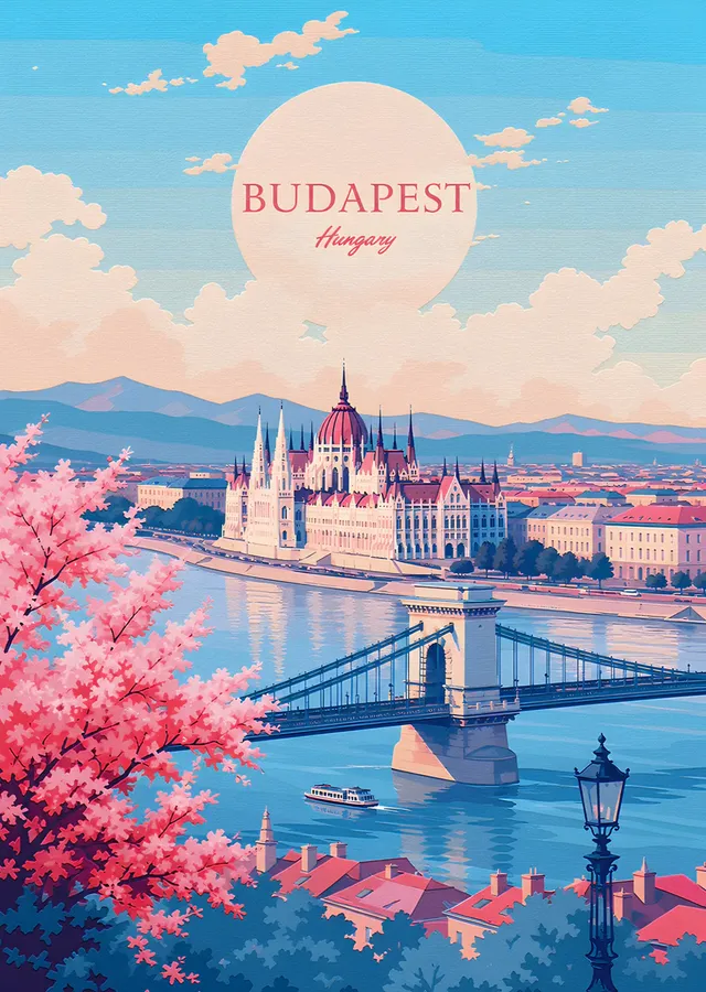 Budapeşte: Zincirli Köprü ve Parlamento metal tablo