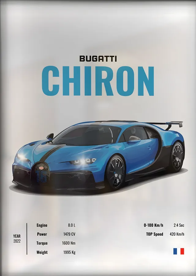 Bugatti Chiron: Mavi metal tablo