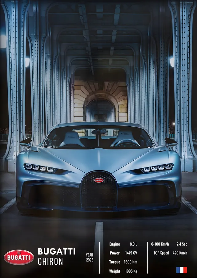 Bugatti Chiron (Teknik Föy) metal tablo