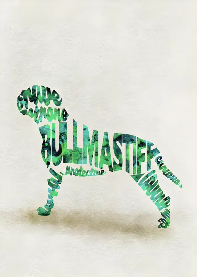 Bullmastiff - Tipografi metal tablo