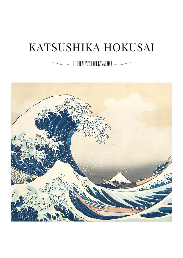Büyük Dalga - Katsushika Hokusai Sergi Afişi metal tablo