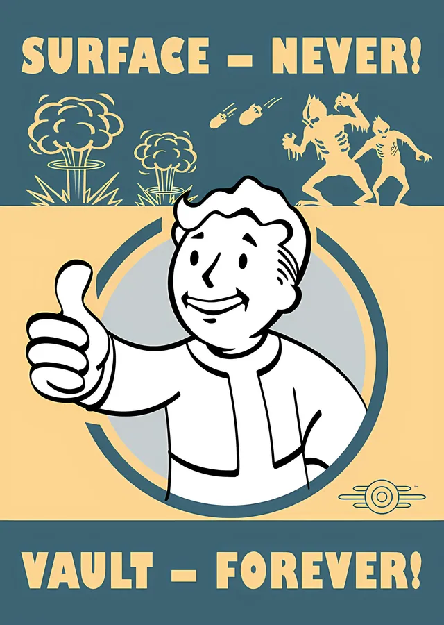 Fallout: Surface Never, Vault Forever metal tablo
