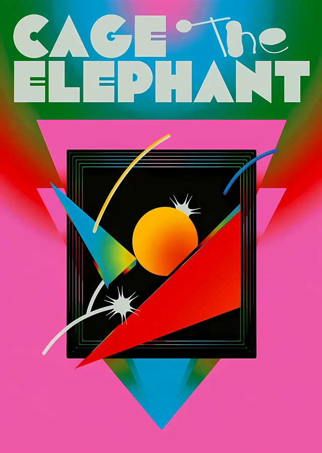 Cage the Elephant: Pembe Geometrik Afiş metal tablo