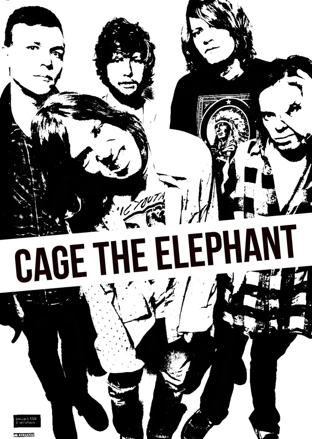 Cage the Elephant: Siyah Beyaz Grup Afişi metal tablo
