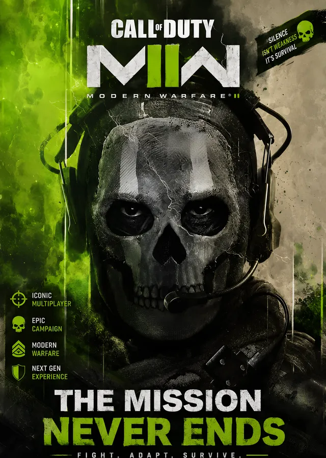 Call of Duty Modern Warfare II - Neon Yeşil metal tablo