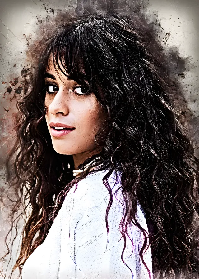 Camila Cabello: Bukleli Saç Portresi metal tablo
