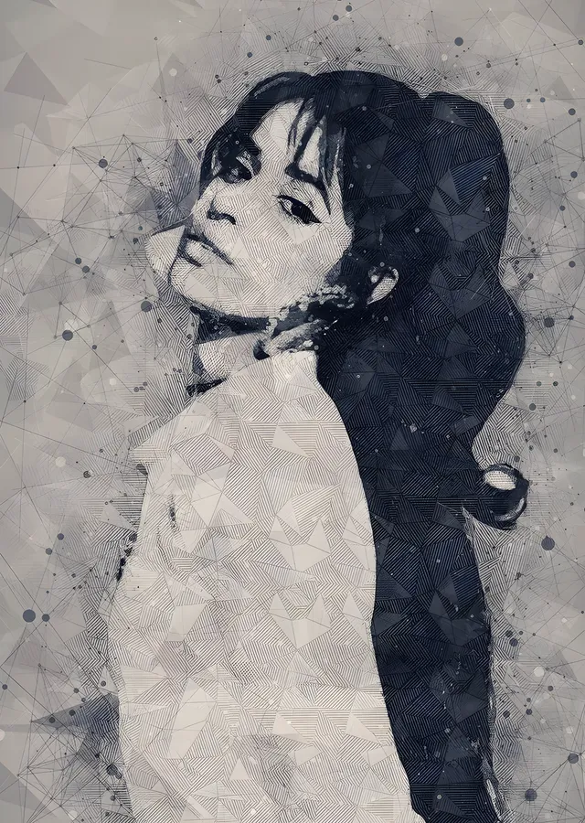 Camila Cabello: Gri Poligon Portre metal tablo