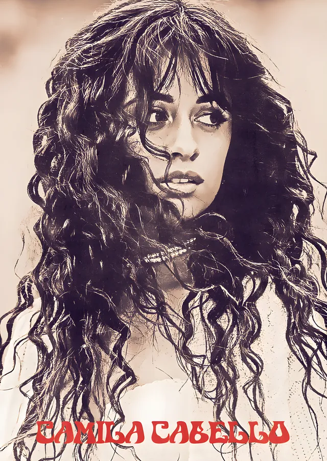 Camila Cabello: Kıvırcık Saçlı Portre metal tablo
