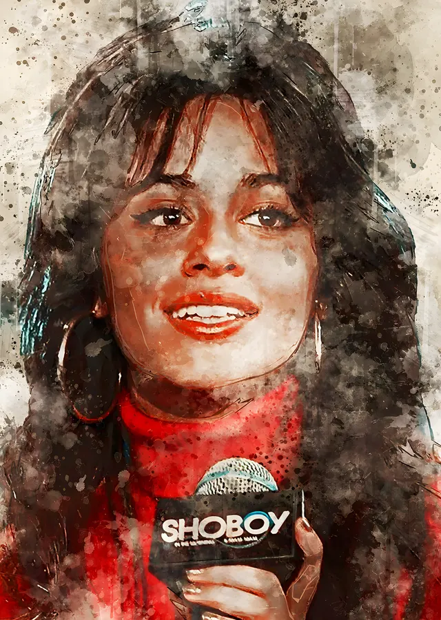 Camila Cabello: Mikrofonlu Suluboya metal tablo