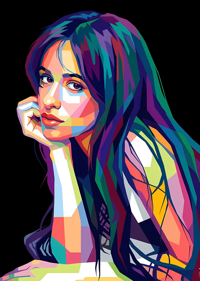 Camila Cabello: Mor Yeşil Pop Art metal tablo