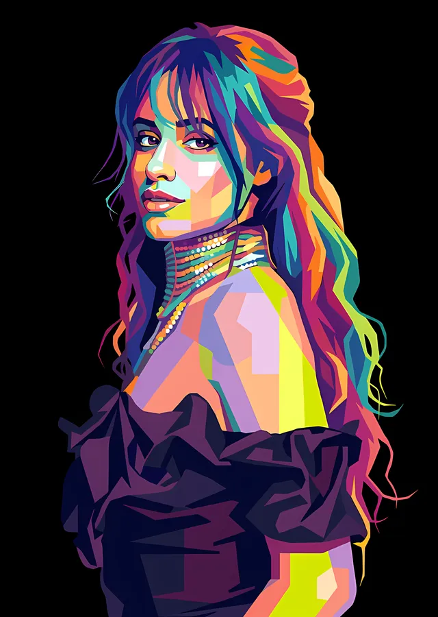 Camila Cabello: Neon Renk Portresi metal tablo
