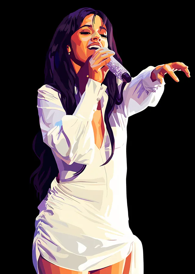 Camila Cabello: Sahnede Beyaz Kostüm metal tablo