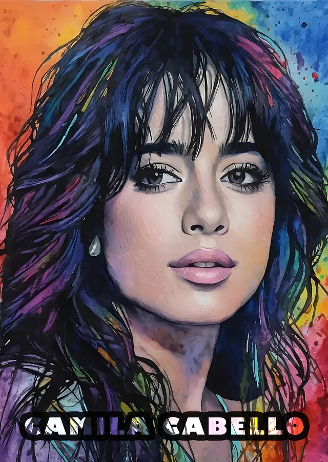 Camila Cabello: Suluboya Portre metal tablo