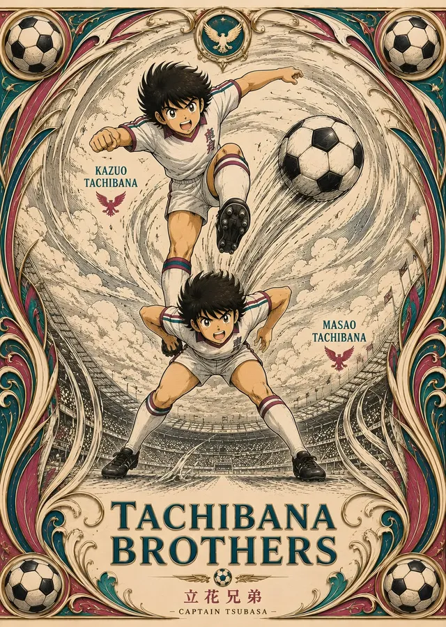 Captain Tsubasa - Tachibana Kardeşler metal tablo