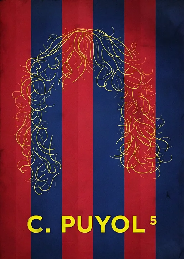 Carles Puyol: Çizgili Saç Tasarımı metal tablo