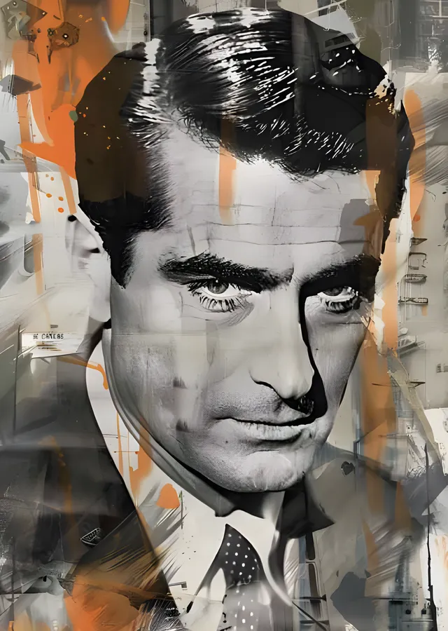 Cary Grant - Sokak Sanatı Kolajı metal tablo