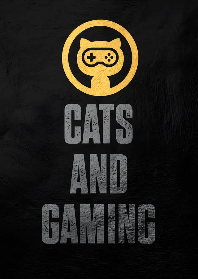 Cats and Gaming: Altın Kedi Kumanda Amblemi metal tablo