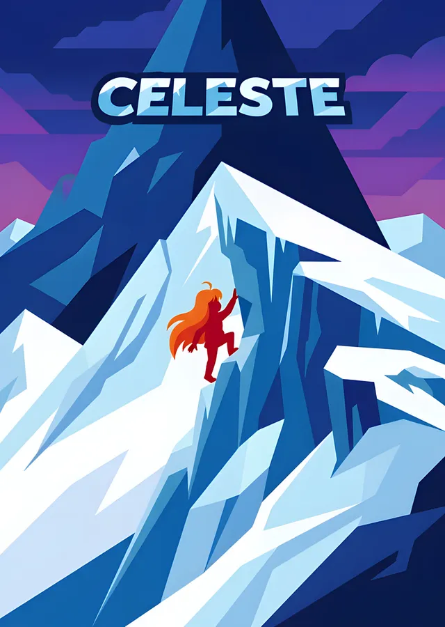 Celeste: Geometrik Buz Dağında Tırmanış metal tablo