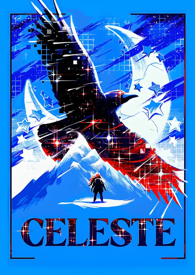 Celeste: Mavi Zeminde Kuş Biçimli Dağ metal tablo