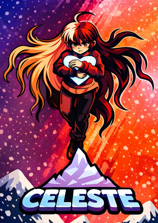 Celeste: Yıldızlı Gökte Kalpli Madeline metal tablo