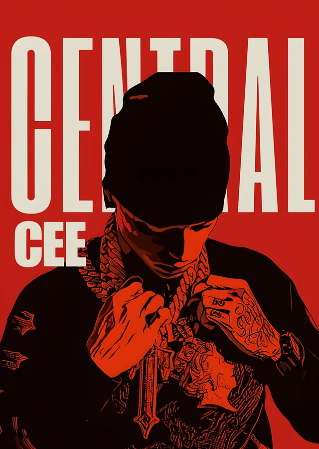 Central Cee - Kırmızı Grafik metal tablo