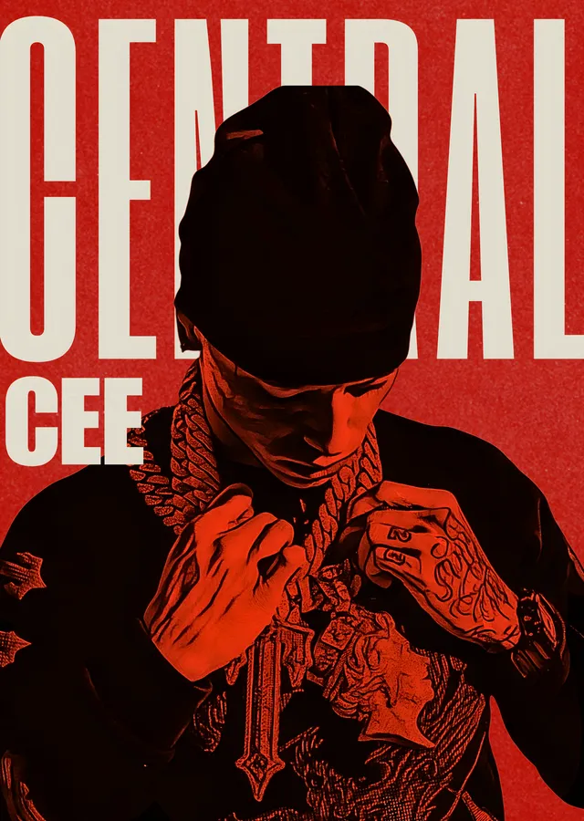 Central Cee - Kızıl Silüet metal tablo