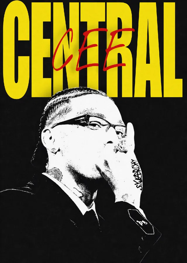 Central Cee - Sarı Tipografi Kapak metal tablo