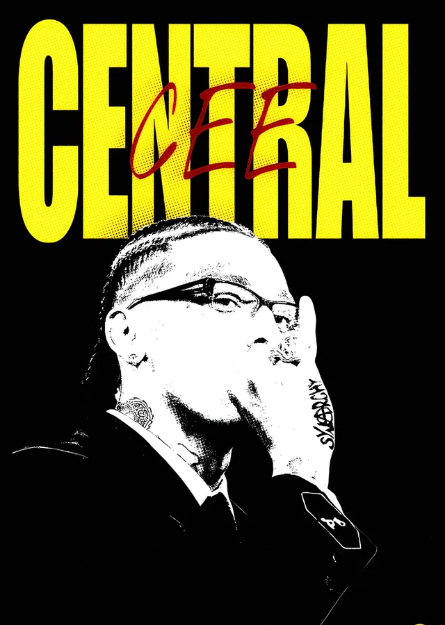 Central Cee - Sarı Tipografi metal tablo