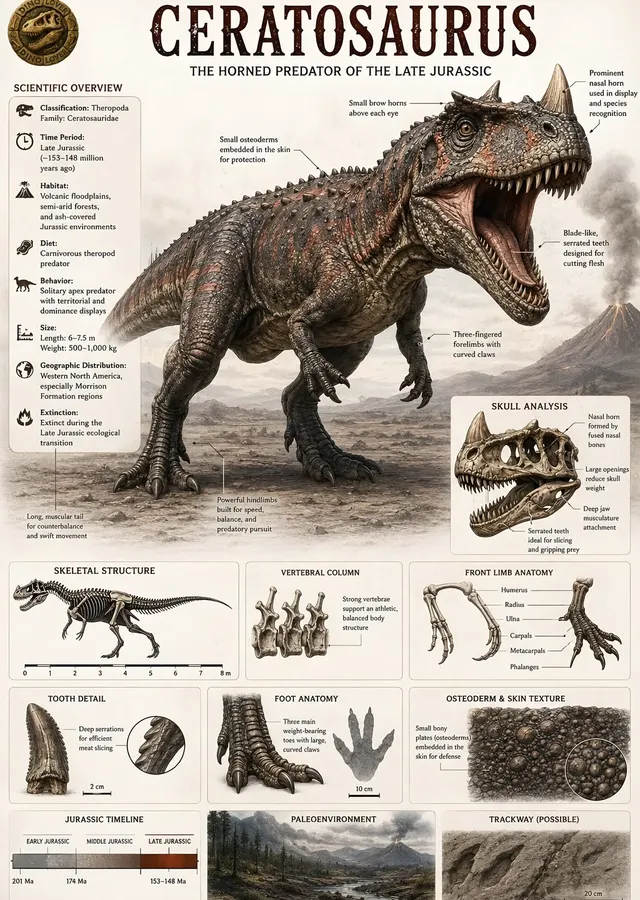 Ceratosaurus - Bilimsel Levha metal tablo