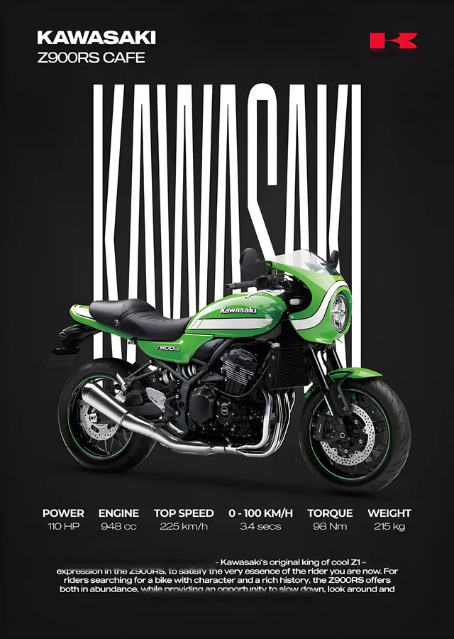 Kawasaki Z900RS Cafe metal tablo