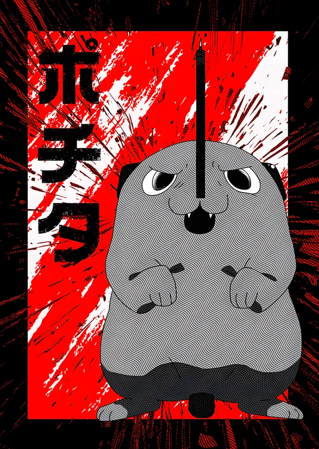 Chainsaw Man: Kızıl Zeminde Pochita metal tablo