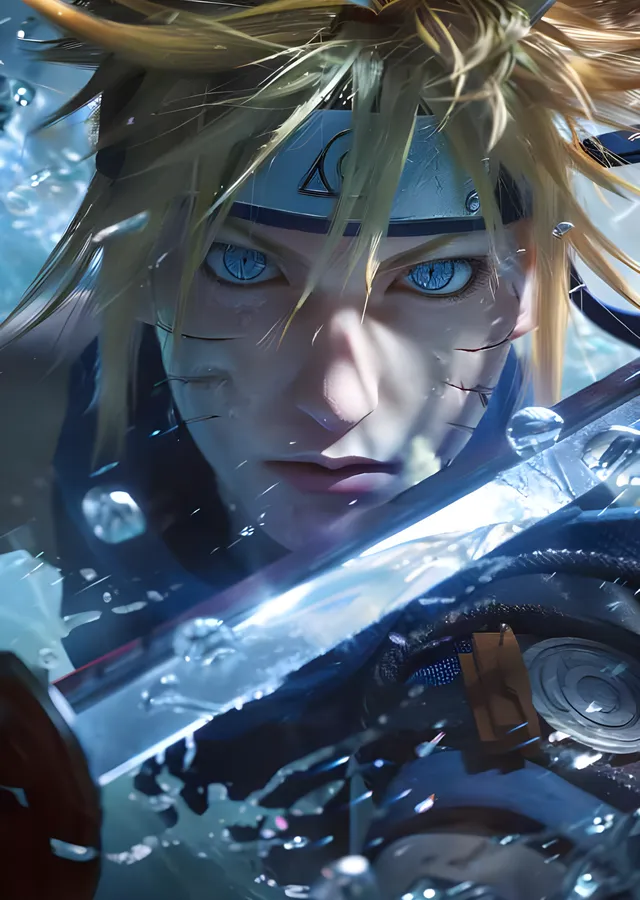Naruto - Kılıç Hamlesi Yakın Çekim metal tablo