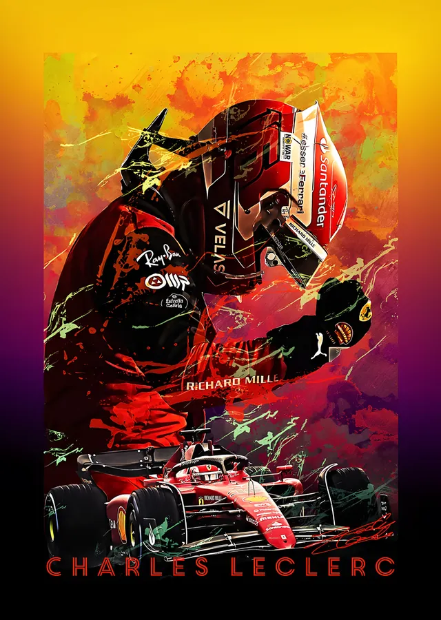 Charles Leclerc - Altın Zemin metal tablo