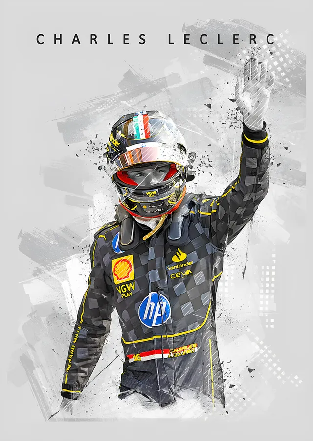 Charles Leclerc - Beyaz Zeminde Selam metal tablo